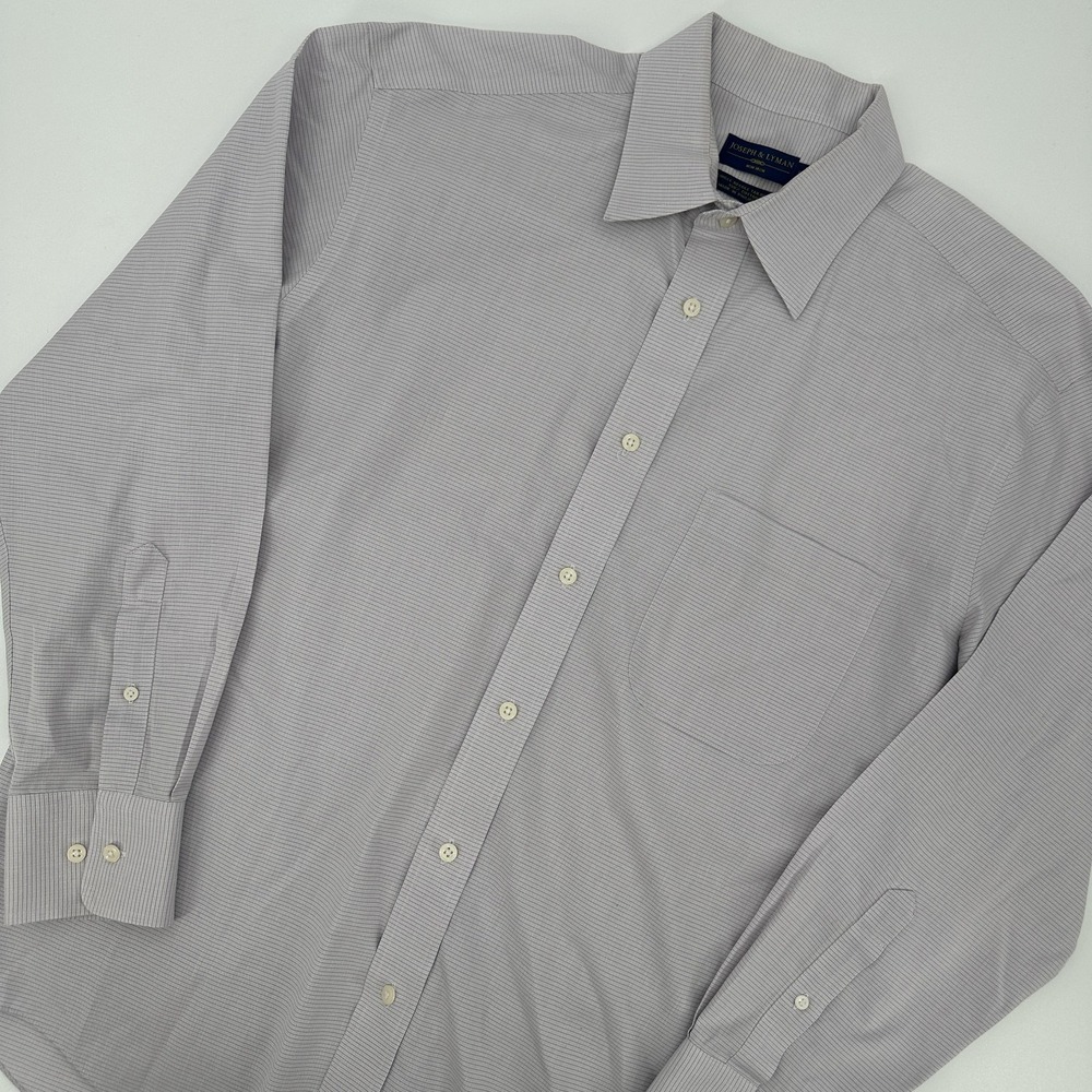Joseph & Lyman Shirt Mens 16 32/33 Lavender Micro‎ Check Non Iron Cotton Dress
